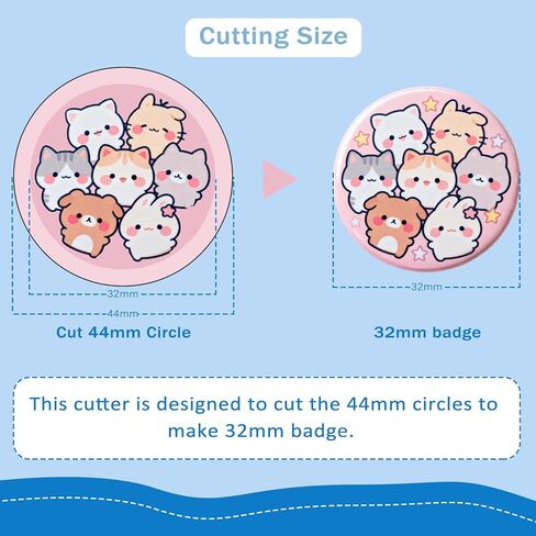 Taddien Round Badge Maker, Round Die Cutter for DIY Button Making and Scrapeboards Cardstocks Cutting, Cutter for Paper Leather PVC Cards, 44mm (1.73in) Cut Size for 32mm Buttons in Saudi Arabia