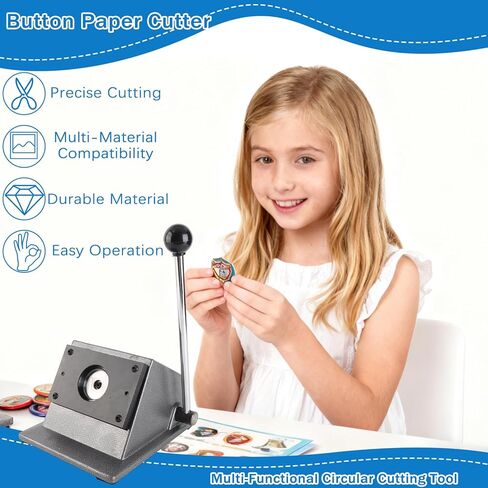Taddien Round Badge Maker, Round Die Cutter for DIY Button Making and Scrapeboards Cardstocks Cutting, Cutter for Paper Leather PVC Cards, 44mm (1.73in) Cut Size for 32mm Buttons in Saudi Arabia