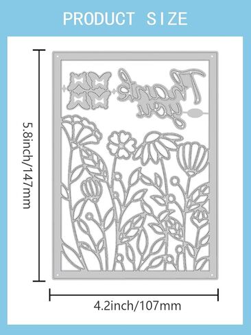 1Pcs Floral Theme Metal Die Cuts, Flower Carbon Steel Template Decorative Embossing Paper Card for Holiday Card Making DIY Scrapbooking Album Decoration, 107x147x0.8mm in Saudi Arabia
