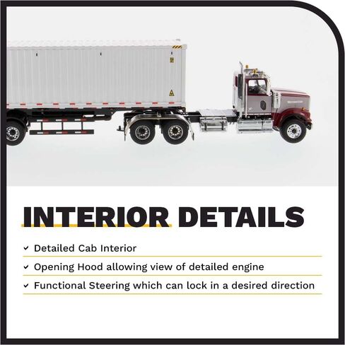 جرار ترادف Western Star 4900 SF Day Cab باللون العنابي والرمادي مع حاوية بحرية جيدة جافة OOCL 40' 1/50 in Saudi Arabia