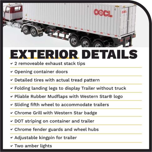 جرار ترادف Western Star 4900 SF Day Cab باللون العنابي والرمادي مع حاوية بحرية جيدة جافة OOCL 40' 1/50 in Saudi Arabia