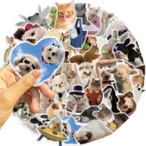 50 PCS Funny Dog and Cat Stickers for Kids Cute Animal Waterproof PET Sticker for Journaling Laptop Scrapbook Water Bottles Guitar Suitcase Phone Snowboard Cute Gifts for Women Girl Kids Adult Teens in Saudi Arabia