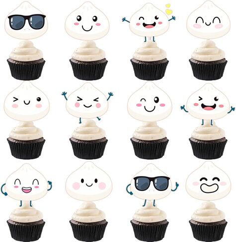 Dumplings Cupcake Toppers 24Pcs Little Dumpling Birthday Baby Shower Party Decorations Cute Dumplings Themed Cake Decorations for Chinese Food A Little Dumpling is on the Way Birthday Party Supplies in Saudi Arabia