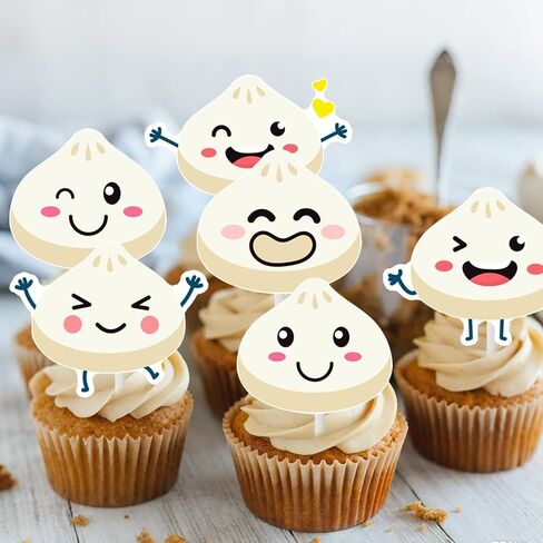 Dumplings Cupcake Toppers 24Pcs Little Dumpling Birthday Baby Shower Party Decorations Cute Dumplings Themed Cake Decorations for Chinese Food A Little Dumpling is on the Way Birthday Party Supplies in Saudi Arabia