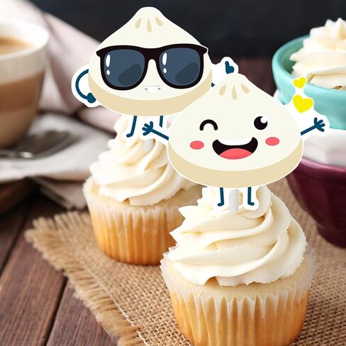 Dumplings Cupcake Toppers 24Pcs Little Dumpling Birthday Baby Shower Party Decorations Cute Dumplings Themed Cake Decorations for Chinese Food A Little Dumpling is on the Way Birthday Party Supplies in Saudi Arabia