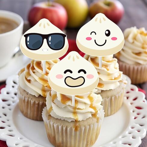 Dumplings Cupcake Toppers 24Pcs Little Dumpling Birthday Baby Shower Party Decorations Cute Dumplings Themed Cake Decorations for Chinese Food A Little Dumpling is on the Way Birthday Party Supplies in Saudi Arabia