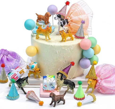 Weysat 41 Pcs Farm Animal Birthday Party Decorations Mini Birthday Hat with Pom Poms Figure Model Cake Toppers with Mini Skirt Hat Gift Boxes(Farm) in Saudi Arabia