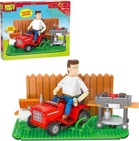 Brickcraft King of The Hill Hank Hill’s Backyard Building Kit (586-Piece Set), Hank Hill Figure, Lawn Mower, Grill & Cooler, Animated TV Show Collectible Display Xmas Christmas in Saudi Arabia
