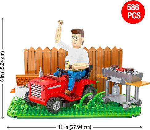 Brickcraft King of The Hill Hank Hill’s Backyard Building Kit (586-Piece Set), Hank Hill Figure, Lawn Mower, Grill & Cooler, Animated TV Show Collectible Display Xmas Christmas in Saudi Arabia