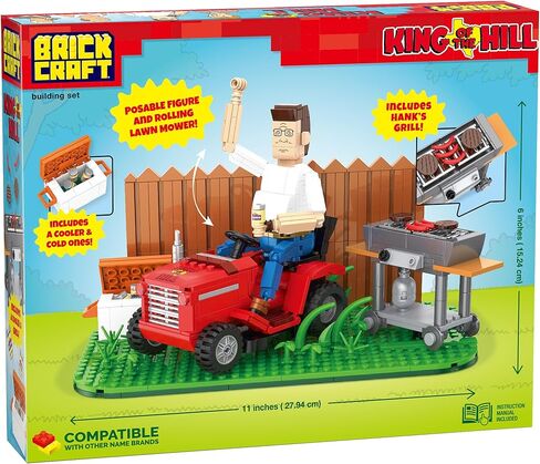 Brickcraft King of The Hill Hank Hill’s Backyard Building Kit (586-Piece Set), Hank Hill Figure, Lawn Mower, Grill & Cooler, Animated TV Show Collectible Display Xmas Christmas in Saudi Arabia