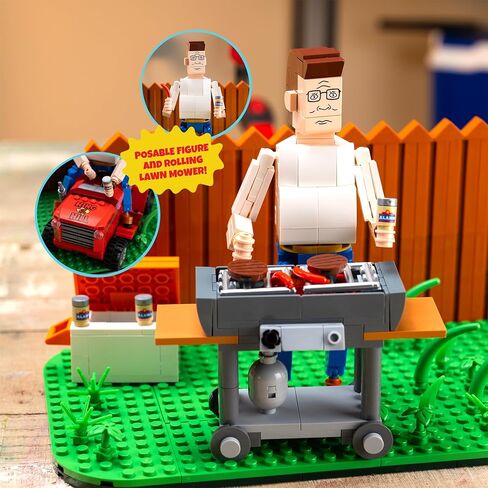 Brickcraft King of The Hill Hank Hill’s Backyard Building Kit (586-Piece Set), Hank Hill Figure, Lawn Mower, Grill & Cooler, Animated TV Show Collectible Display Xmas Christmas in Saudi Arabia