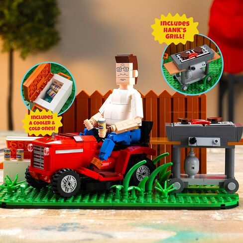 Brickcraft King of The Hill Hank Hill’s Backyard Building Kit (586-Piece Set), Hank Hill Figure, Lawn Mower, Grill & Cooler, Animated TV Show Collectible Display Xmas Christmas in Saudi Arabia