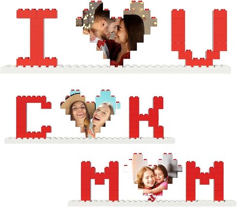 Custom Photo Building Blocks,Personalized Valentines Day Gifts I Love U Building Bricks,DIY Block Puzzles Couple Romantic Gifts for Girlfriend Boyfriend Lovers Family Keepsake Gifts in Saudi Arabia
