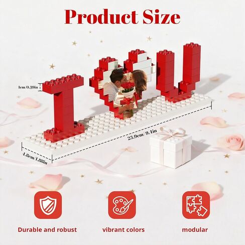Custom Photo Building Blocks,Personalized Valentines Day Gifts I Love U Building Bricks,DIY Block Puzzles Couple Romantic Gifts for Girlfriend Boyfriend Lovers Family Keepsake Gifts in Saudi Arabia