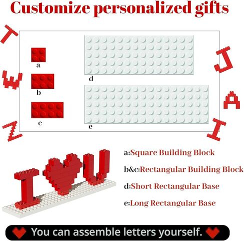 Custom Photo Building Blocks,Personalized Valentines Day Gifts I Love U Building Bricks,DIY Block Puzzles Couple Romantic Gifts for Girlfriend Boyfriend Lovers Family Keepsake Gifts in Saudi Arabia