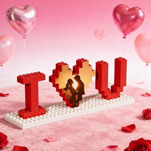 Custom Photo Building Blocks,Personalized Valentines Day Gifts I Love U Building Bricks,DIY Block Puzzles Couple Romantic Gifts for Girlfriend Boyfriend Lovers Family Keepsake Gifts in Saudi Arabia