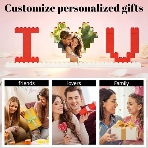 Custom Photo Building Blocks,Personalized Valentines Day Gifts I Love U Building Bricks,DIY Block Puzzles Couple Romantic Gifts for Girlfriend Boyfriend Lovers Family Keepsake Gifts in Saudi Arabia