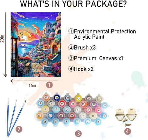 Amphol Paint by Numbers Kit, Adult Paint by Number for Beginners, Acrylic Easy Scenery Painting Number Kits on Canvas, Great Gift Decor - 16x20 Inch in Saudi Arabia