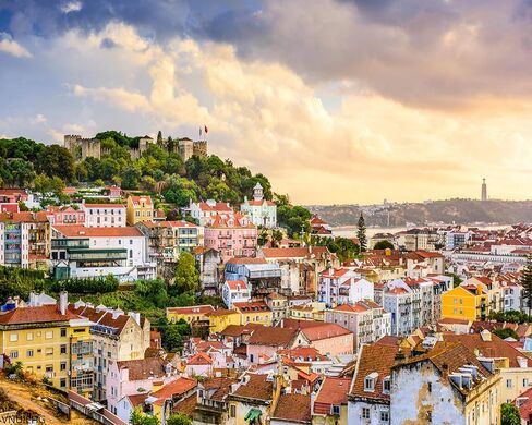 VNUIEHG DIY Digital Acrylic Painting Set Lisbon Portugal Skyline and Castle Town on Sunset Stock Pictures Paint by Numbers on Canvas Without Frame for Adult Beginner Art Craft Wall Decor 16x20Inch in Saudi Arabia