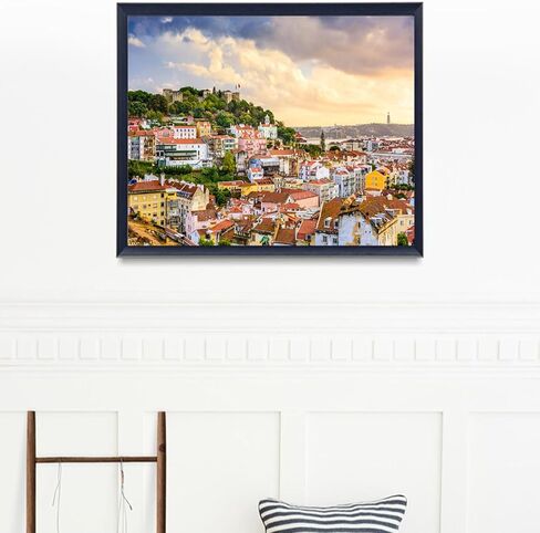 VNUIEHG DIY Digital Acrylic Painting Set Lisbon Portugal Skyline and Castle Town on Sunset Stock Pictures Paint by Numbers on Canvas Without Frame for Adult Beginner Art Craft Wall Decor 16x20Inch in Saudi Arabia