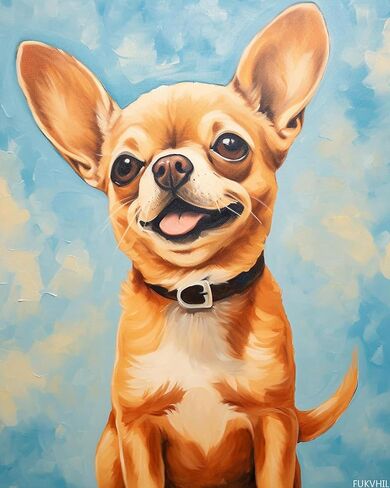 FUKVHIL New Paint by Numbers for Adults, Cute Animal Chihuahua, Pet Dog, DIY Oil Painting Kit with Paintbrushes, Canvas and Acrylic Pigment, Perfect for Decor, 40x50cm in Saudi Arabia