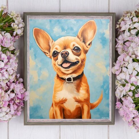 FUKVHIL New Paint by Numbers for Adults, Cute Animal Chihuahua, Pet Dog, DIY Oil Painting Kit with Paintbrushes, Canvas and Acrylic Pigment, Perfect for Decor, 40x50cm in Saudi Arabia