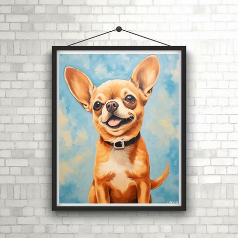 FUKVHIL New Paint by Numbers for Adults, Cute Animal Chihuahua, Pet Dog, DIY Oil Painting Kit with Paintbrushes, Canvas and Acrylic Pigment, Perfect for Decor, 40x50cm in Saudi Arabia