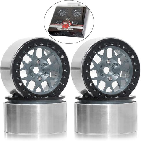 عجلات خرز REDSPIDER2.2 (4 قطع)، عجلات ألومنيوم 2.2 مصنوعة بواسطة آلة CNC، لسيارة 1/10 RC Crawler Car المحورية Wraith RR10 SCX10 90046 YETI D90 CC01 RC أجزاء ترقية السيارة الزاحفة (لون التيتانيوم) in Saudi Arabia