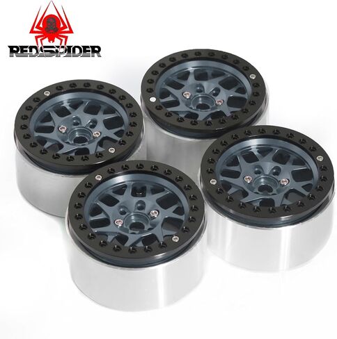 عجلات خرز REDSPIDER2.2 (4 قطع)، عجلات ألومنيوم 2.2 مصنوعة بواسطة آلة CNC، لسيارة 1/10 RC Crawler Car المحورية Wraith RR10 SCX10 90046 YETI D90 CC01 RC أجزاء ترقية السيارة الزاحفة (لون التيتانيوم) in Saudi Arabia