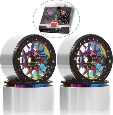 عجلات خرز REDSPIDER2.2 (4 قطع)، عجلات ألومنيوم 2.2 مصنوعة بواسطة آلة CNC، لسيارة 1/10 RC Crawler Car المحورية Wraith RR10 SCX10 90046 YETI D90 CC01 RC أجزاء ترقية السيارة الزاحفة (لون التيتانيوم) in Saudi Arabia