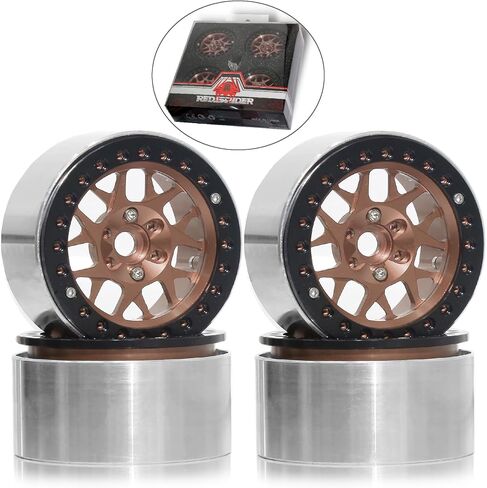 عجلات خرز REDSPIDER2.2 (4 قطع)، عجلات ألومنيوم 2.2 مصنوعة بواسطة آلة CNC، لسيارة 1/10 RC Crawler Car المحورية Wraith RR10 SCX10 90046 YETI D90 CC01 RC أجزاء ترقية السيارة الزاحفة (لون التيتانيوم) in Saudi Arabia