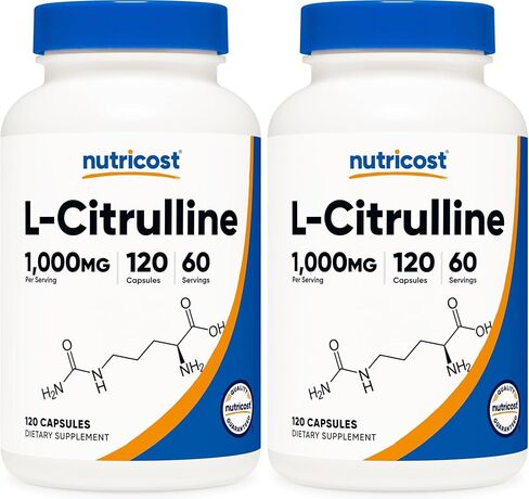 Nutricost L-Citrulline 500mg, 120 Capsules - Gluten Free, Non-GMO, 1000mg Per Serving (60 Serv) in Kuwait