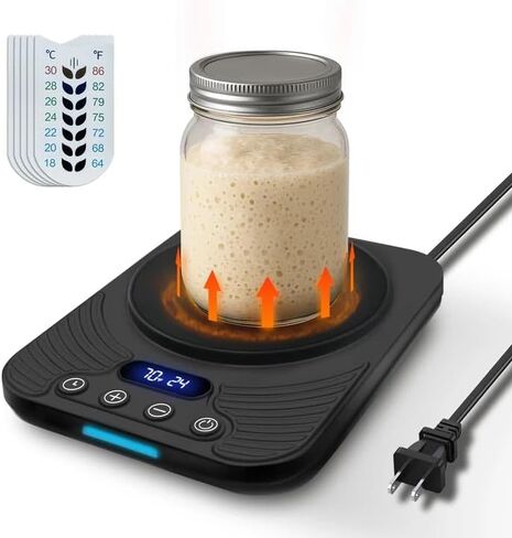Sourdough Starter Warmer – Precise Thermostat (70-110°F), Intelligent Memory & 24H Timer Function for Home Baking & Fermented Dough (White) in Kuwait