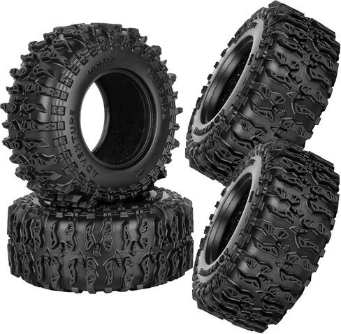 1.3" RC Crawler Tire Skins,Multi-Terrain Soft Sticky Rubber Tires(64 * 26mm) for TRX4 SCX24 FCX24 Ascent-18 1/18 1/24 Off-Road RC Car Upgrade Parts,4PCS (Style D) in Saudi Arabia