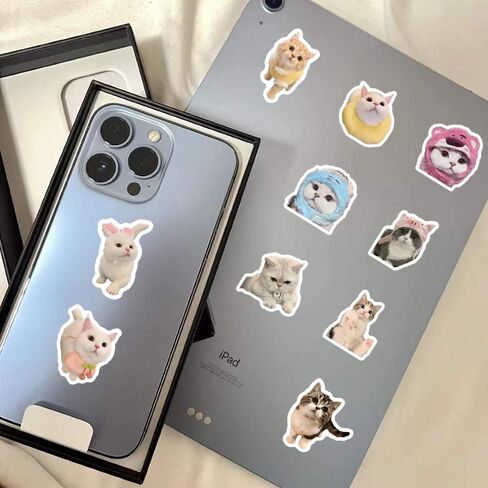 100pcs Cute Kitten Sticker Pack, Cat Stickers Pack, Kawaii Vinyl Waterproof Stickers - for Pet Lovers, Laptops, Phones, Scrapbooks & Water Bottles - Reusable Vinyl Decals, Irregular Shape in Saudi Arabia