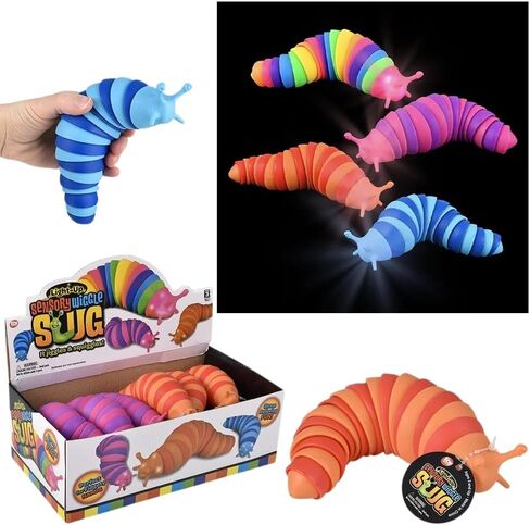 Rhode Island Novelty 7" Light-Up Wiggle Sensory Slug (1 Per Order, Style May Vary) in Saudi Arabia