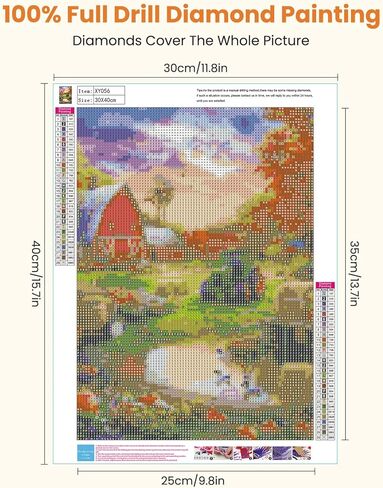 Miwixy Farm Diamond Art Kits for Adults,Fall Sunset Diamond Painting Kits,5D Full Drill Diamond Dots Paintings,Round Diamond Art Canvas for Beginners Home Wall Decor 12 x 16 Inch in Saudi Arabia