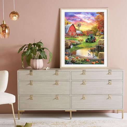 Miwixy Farm Diamond Art Kits for Adults,Fall Sunset Diamond Painting Kits,5D Full Drill Diamond Dots Paintings,Round Diamond Art Canvas for Beginners Home Wall Decor 12 x 16 Inch in Saudi Arabia