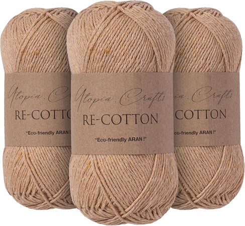 Re-Cotton Knitting Yarn 3X 100g / 3.52oz (Cream, 3 Pack) in Saudi Arabia