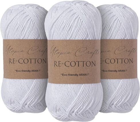 Re-Cotton Knitting Yarn 3X 100g / 3.52oz (Cream, 3 Pack) in Saudi Arabia