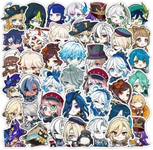 50Pcs Anime Stationery Stickers Genshin Impact Chibi Cute Kawaii Sticker Stationery Student Cartoon Manga Waterproof Graffiti Decorate in Saudi Arabia