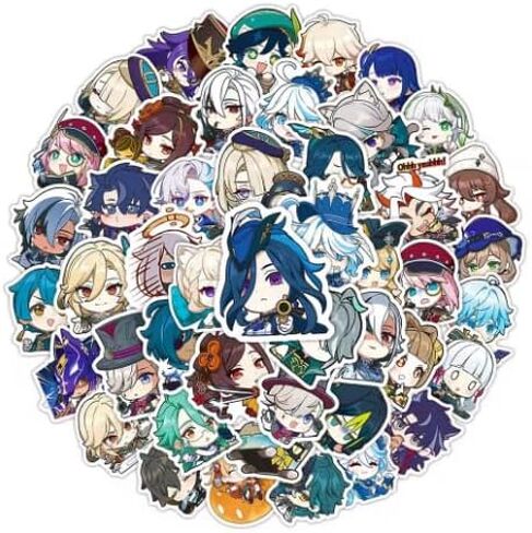 50Pcs Anime Stationery Stickers Genshin Impact Chibi Cute Kawaii Sticker Stationery Student Cartoon Manga Waterproof Graffiti Decorate in Saudi Arabia