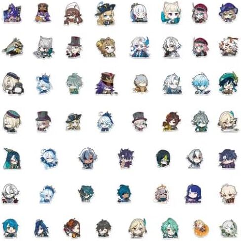 50Pcs Anime Stationery Stickers Genshin Impact Chibi Cute Kawaii Sticker Stationery Student Cartoon Manga Waterproof Graffiti Decorate in Saudi Arabia