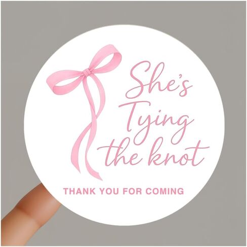 120 x She’s Tying the Knot Stickers – Bridal Shower Favor Labels with Bow Design – Thank You Stickers for Party Favors and Gift Bags – 1.6 Inch in Saudi Arabia