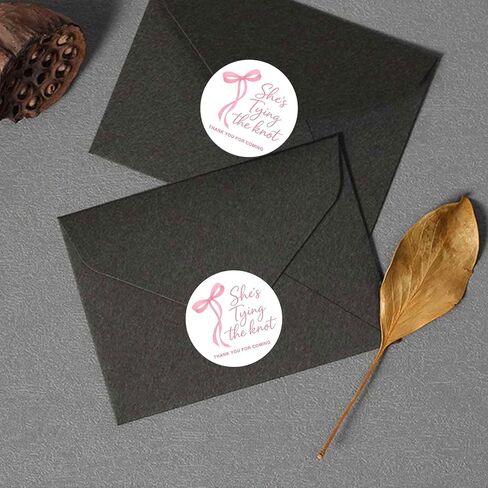 120 x She’s Tying the Knot Stickers – Bridal Shower Favor Labels with Bow Design – Thank You Stickers for Party Favors and Gift Bags – 1.6 Inch in Saudi Arabia