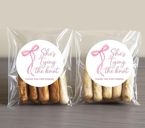 120 x She’s Tying the Knot Stickers – Bridal Shower Favor Labels with Bow Design – Thank You Stickers for Party Favors and Gift Bags – 1.6 Inch in Saudi Arabia