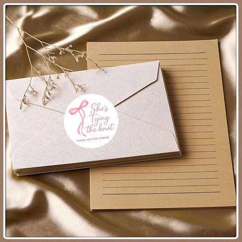 120 x She’s Tying the Knot Stickers – Bridal Shower Favor Labels with Bow Design – Thank You Stickers for Party Favors and Gift Bags – 1.6 Inch in Saudi Arabia