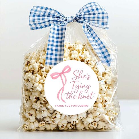 120 x She’s Tying the Knot Stickers – Bridal Shower Favor Labels with Bow Design – Thank You Stickers for Party Favors and Gift Bags – 1.6 Inch in Saudi Arabia