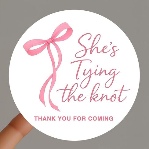 120 x She’s Tying the Knot Stickers – Bridal Shower Favor Labels with Bow Design – Thank You Stickers for Party Favors and Gift Bags – 1.6 Inch in Saudi Arabia