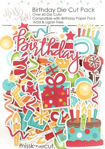 Paper Die Cuts - Birthday - Over 60 Cardstock Scrapbook Die Cuts - by Miss Kate Cuttables in Saudi Arabia
